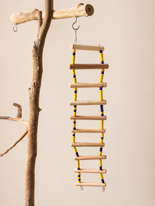 Vibrant Beaded Flexible Bird Ladder Toy with Natural Wood Rungs