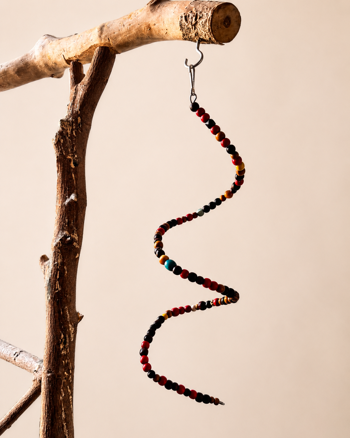 Colorful Wooden Bead Spiral Bird Toy - Chew & Climb Enrichment