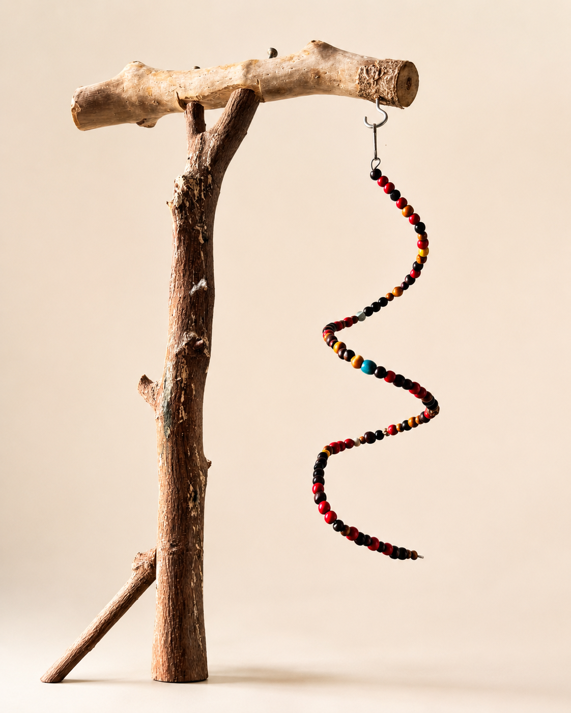 Colorful Wooden Bead Spiral Bird Toy - Chew & Climb Enrichment