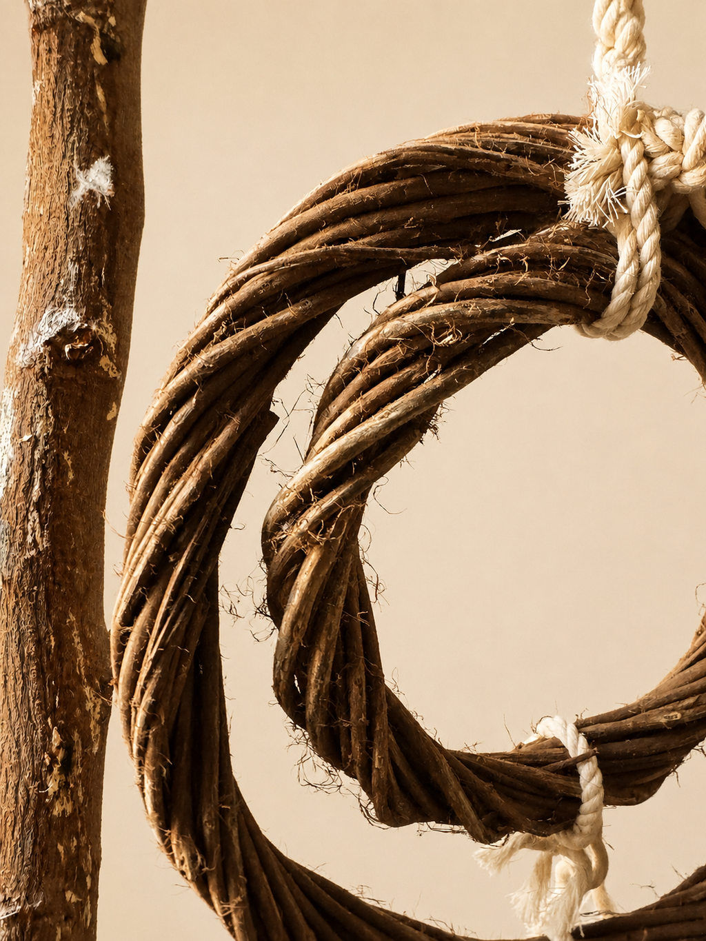 Natural Vine Double Ring Bird Chew Toy - Rope Swing & Forager