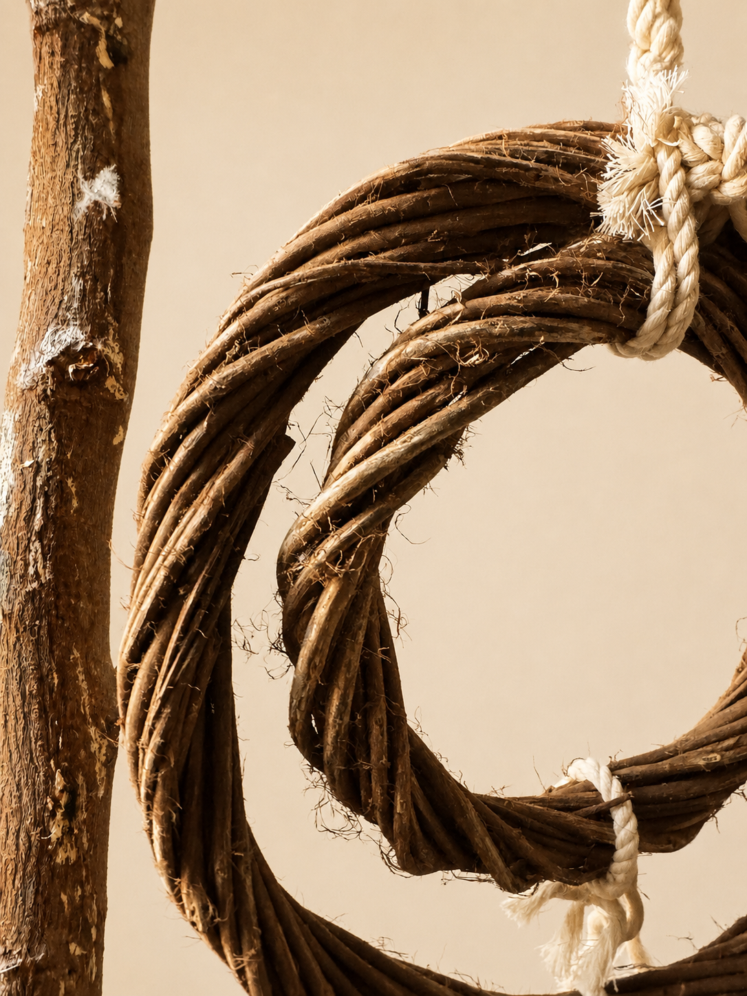 Natural Vine Double Ring Bird Chew Toy - Rope Swing & Forager