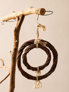 Natural Vine Double Ring Bird Chew Toy - Rope Swing & Forager