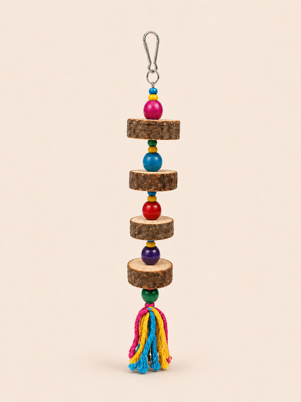 Natural Wood Parrot Chew Toy – Hanging Block Toy