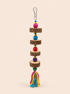 Natural Wood Parrot Chew Toy – Hanging Block Toy