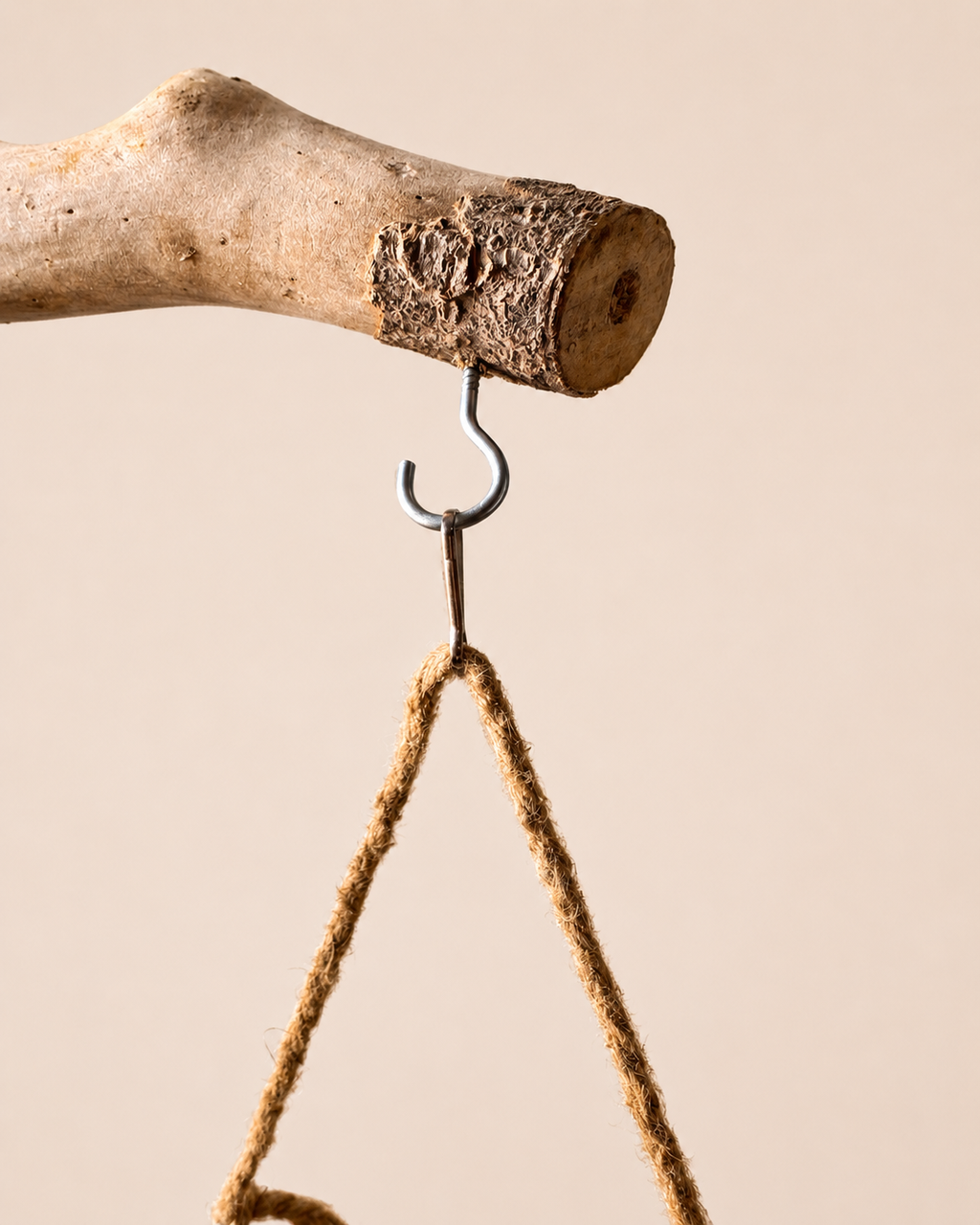 Natural Wood & Rope Bird Swing - Hanging Perch Toy