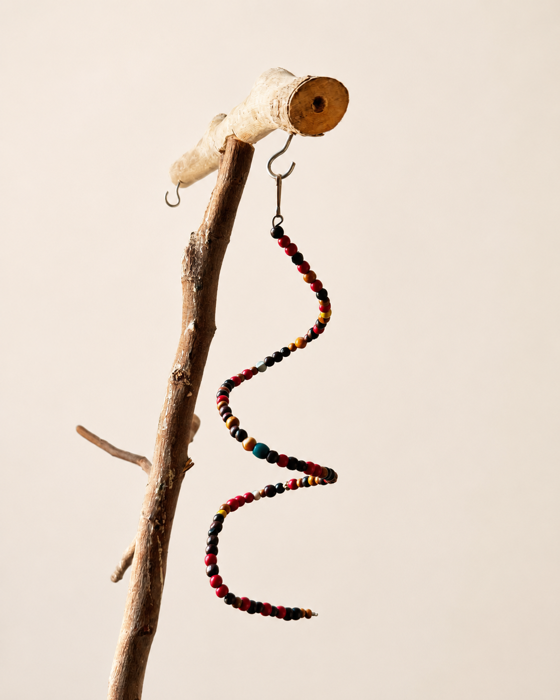 Colorful Wooden Bead Spiral Bird Toy - Chew & Climb Enrichment
