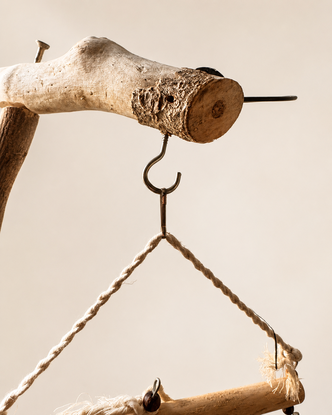 Colorful Hanging Wooden Bird Toy - Bead & Rope Shredder